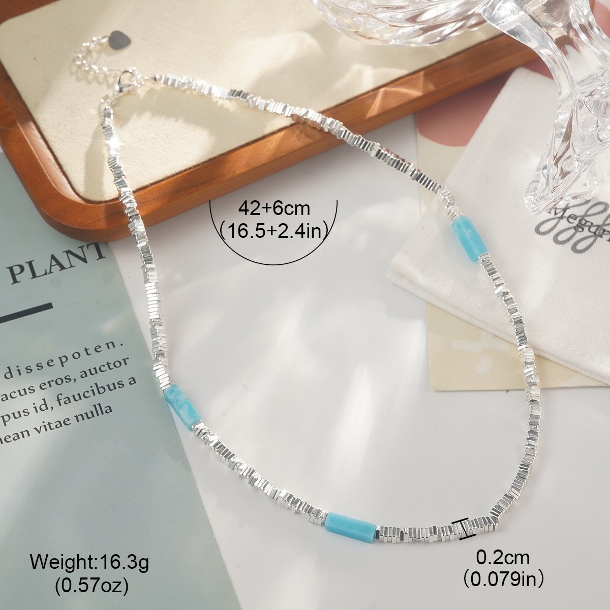 Summer fresh and delicate silver necklace, summer niche and versatile high-end collarbone chain, simple and individual beaded wholesale pic 20