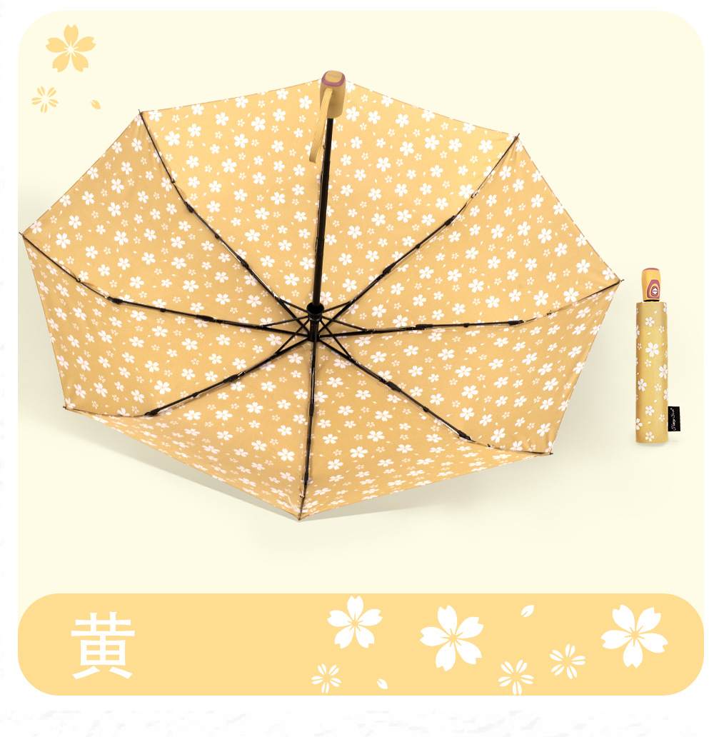 【出欧美】小碎花三折自动伞外贸雨伞彩色图案190T碰击布详情13
