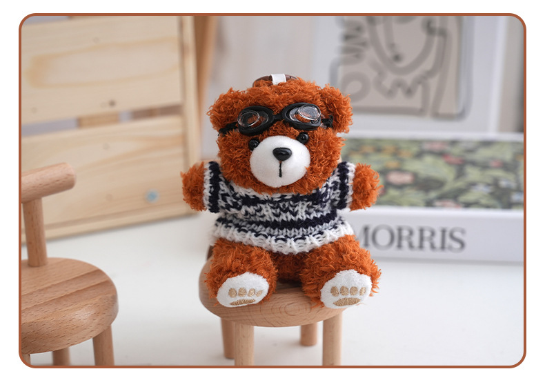 Cute internet-famous dress-up sweater, swimming goggles, exquisite cartoon dress-up bear, plush toy, bear bag and pendant pic 10