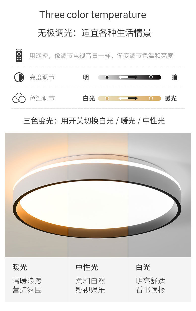 卧室灯极简led吸顶灯现代简约主卧房间2025新款餐厅广东中山灯具详情8