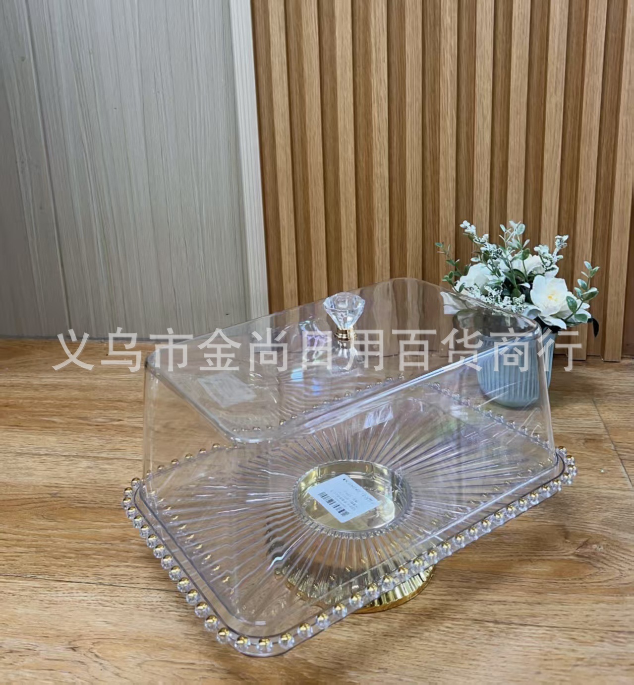 Simple tray with lid, cake and dessert display stand, candy plate, party decoration plate, home Nordic-style plastic pic 6