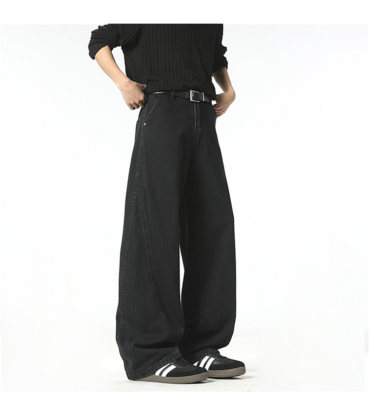 Custom-made 2026 Spring new denim blue jeans for men, American streetwear brand, retro scimitar pants, straight-leg trousers pic 23