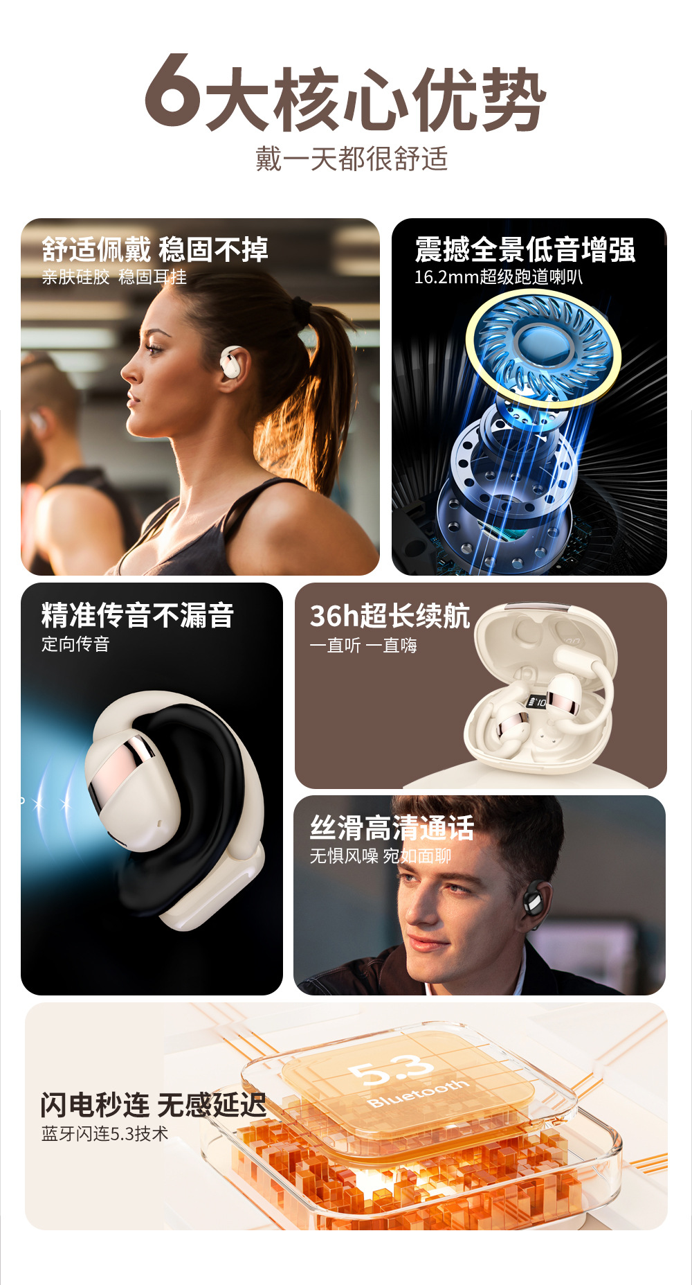 跨境热销私模ows蓝牙耳机不入耳6级防水挂耳式运动高音质无线耳机详情9