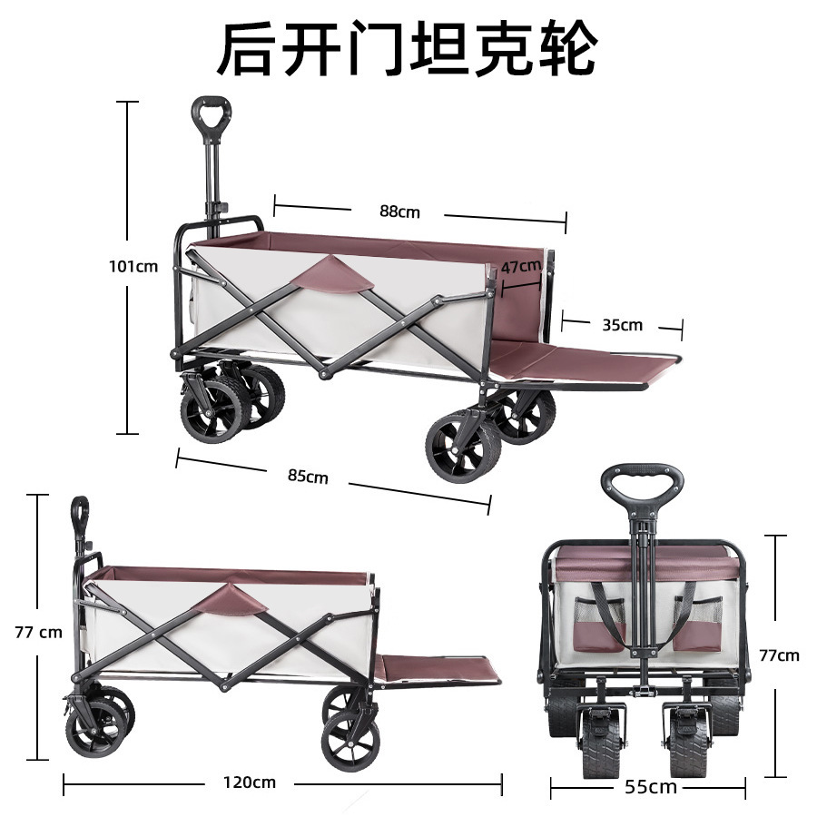 Jingyiqiang load-bearing camping vehicle, large outdoor trolley, folding hand-pushed campsite vehicle, portable picnic camping vehicle, cross-border pic 17
