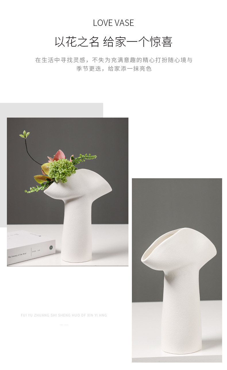 2025 New creative French flower arrangement vase, simple ceramic flower vase, hotel living room dining table, dried and fresh flowers, hydroponic decoration, home decor pic 6