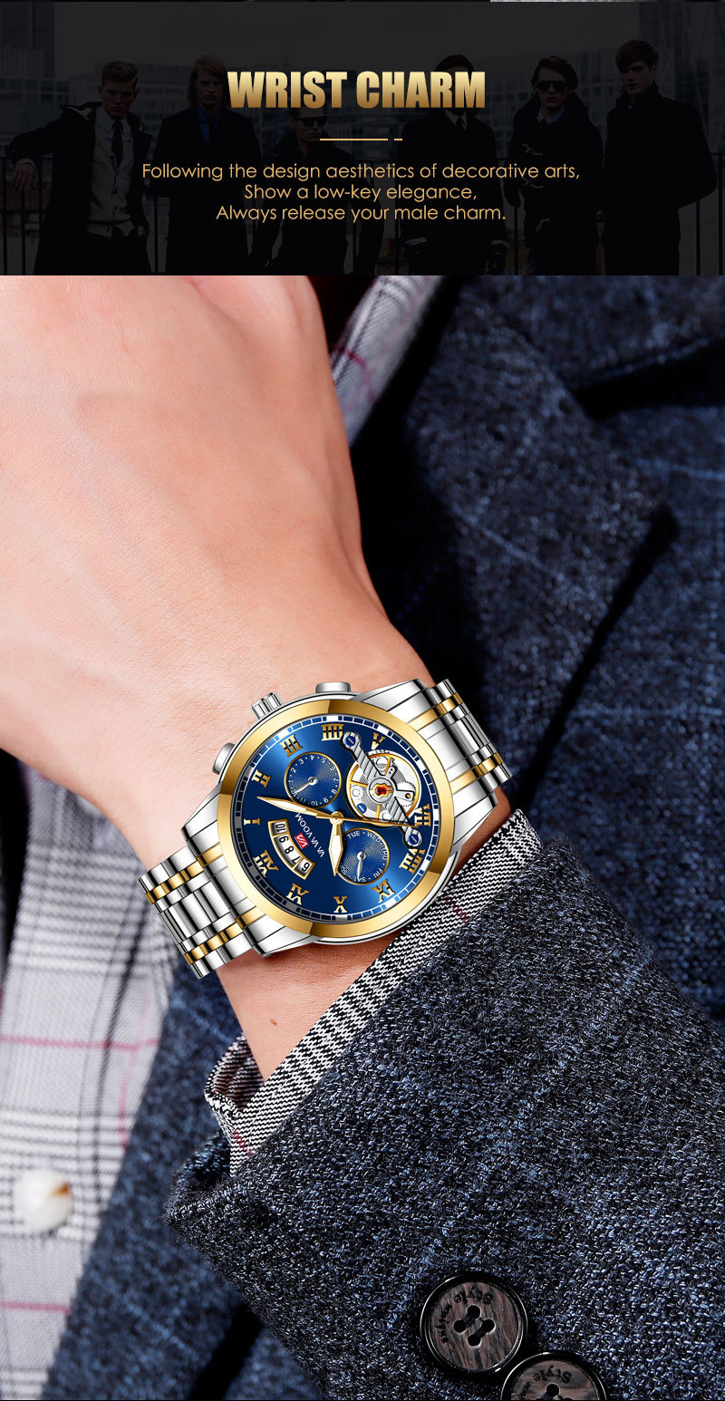 VA VA VOOM stainless steel tourbillon non-automatic mechanical multi-functional business watch, luminous waterproof watch for men pic 21