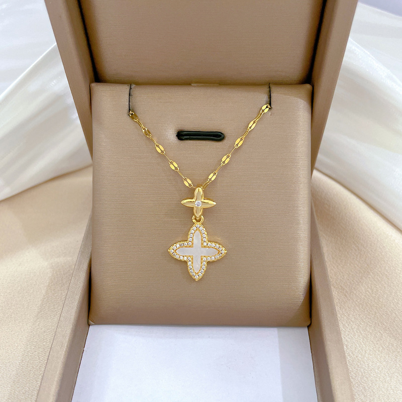 【钛钢】幸运项链女铜微镶真金电镀简洁Ins网红精致锁骨链脖链详情32