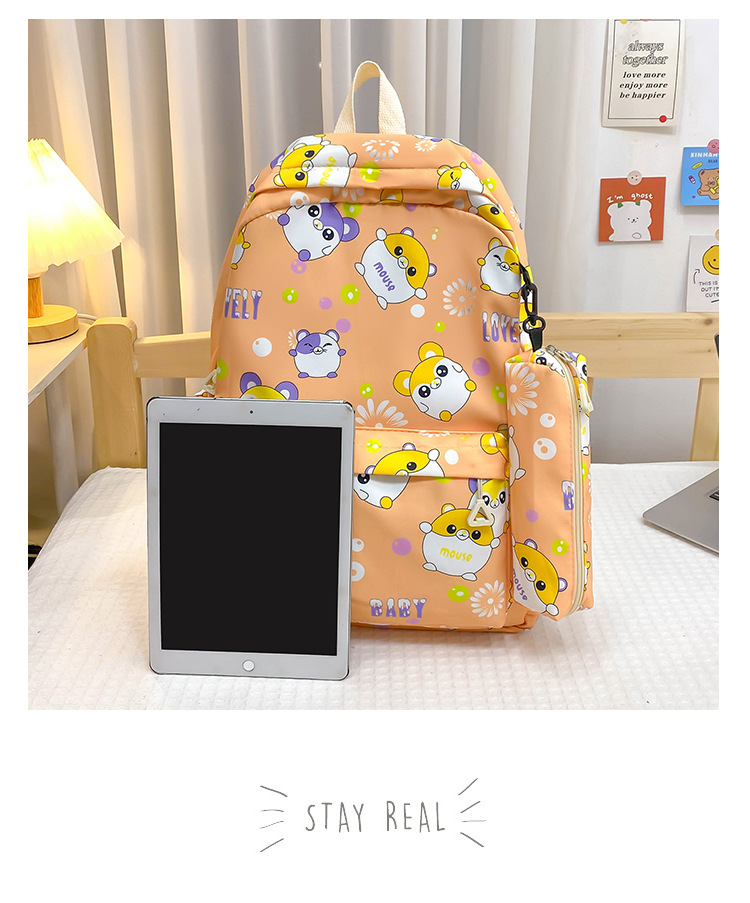 Wholesale escuela primaria primaria y secundaria estudiantes impresos espalda doble bolsa de las mujeres bolsa de la pluma de los hombres bolsa de manga color sólido bolsa de la escuela de gran capacidad pic 12