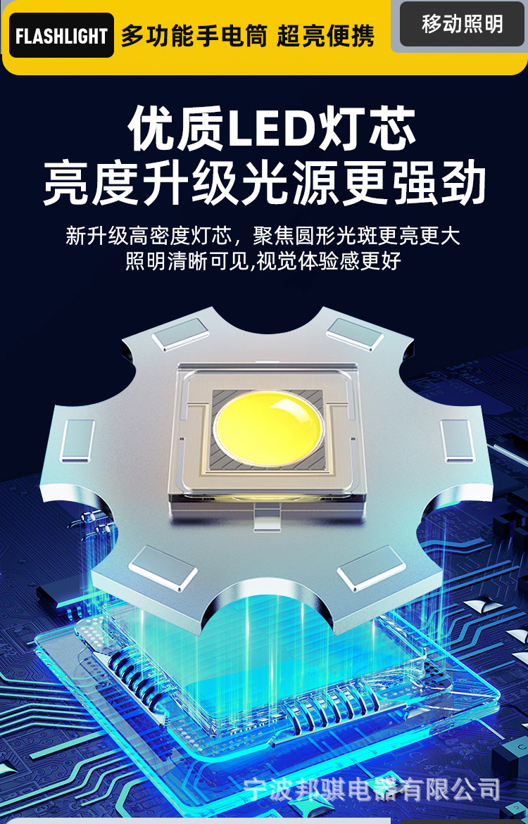 High-intensity flashlight led rechargeable small portable, ultra-bright and explosive outdoor emergency lighting, waterproof zoom pic 2