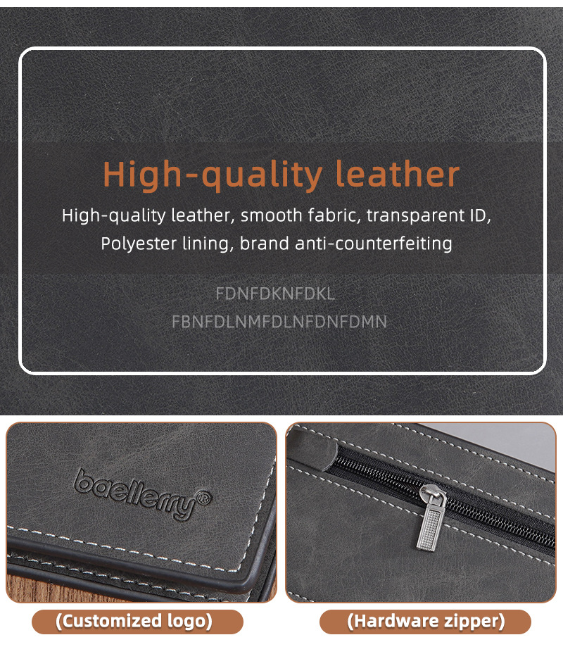 新款男士长款钱包baellerry跨境多卡位三折钱夹简约商务拉链票夹详情14