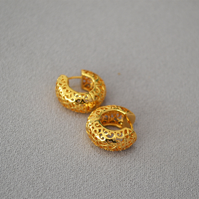 新春彩蛋清仓特价回馈欧美复古小众设计黄铜镀金个性气质耳钉耳饰详情20