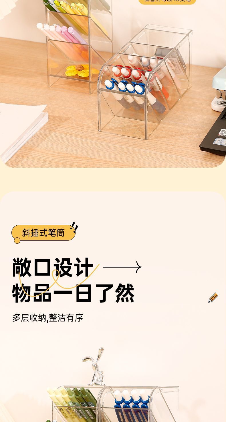 A slanted pen holder for women, an ins Nordic style, simple and transparent pen holder, a multi-functional pen bucket, and a student storage box pic 5