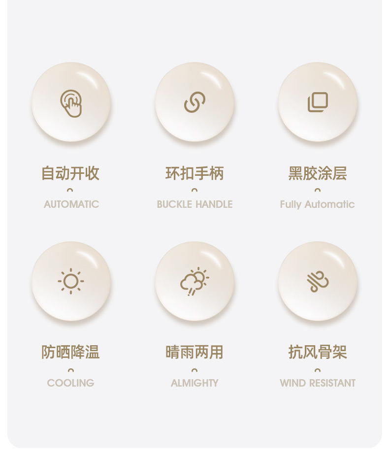 环扣自动雨伞大号防晒防紫外线晴雨两用遮阳加大加固雨伞女高级感详情4