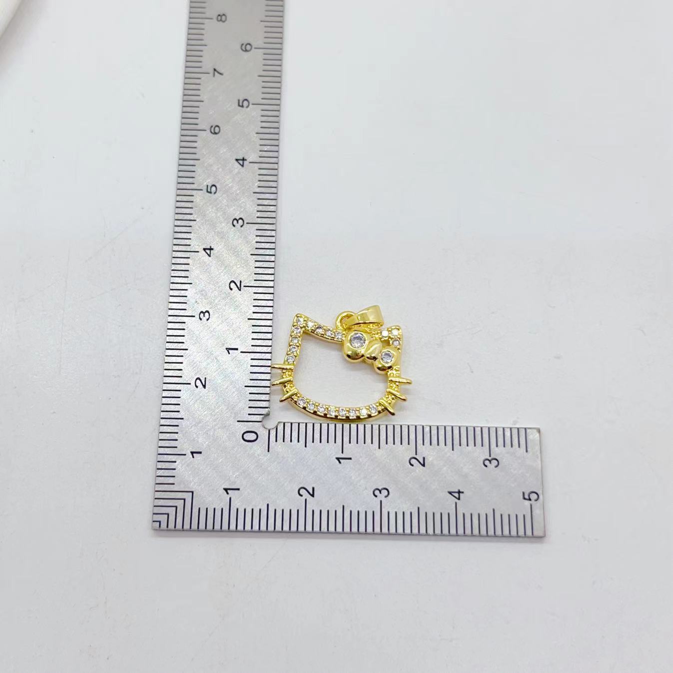 Japanese and Korean copper-plated with real gold and slightly inlaid zircon cat, exquisite and wealth-attracting, niche design sense DIY bracelet necklace accessory pic 3