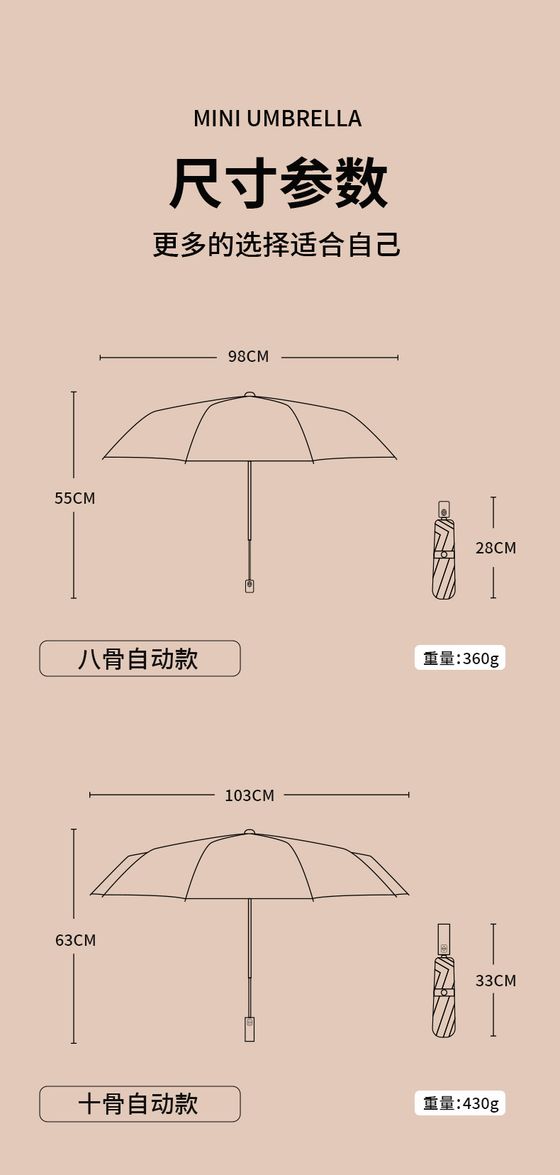 卡通帕恰狗三折折叠伞黑胶八骨防晒防紫外线晴雨伞工厂批发自动伞详情4