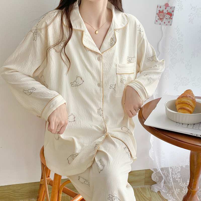 Spring new Cloud cotton Korean InS-style long-sleeved pajamas for girls, sweet and cartoonish, cute student home wear set pic 38