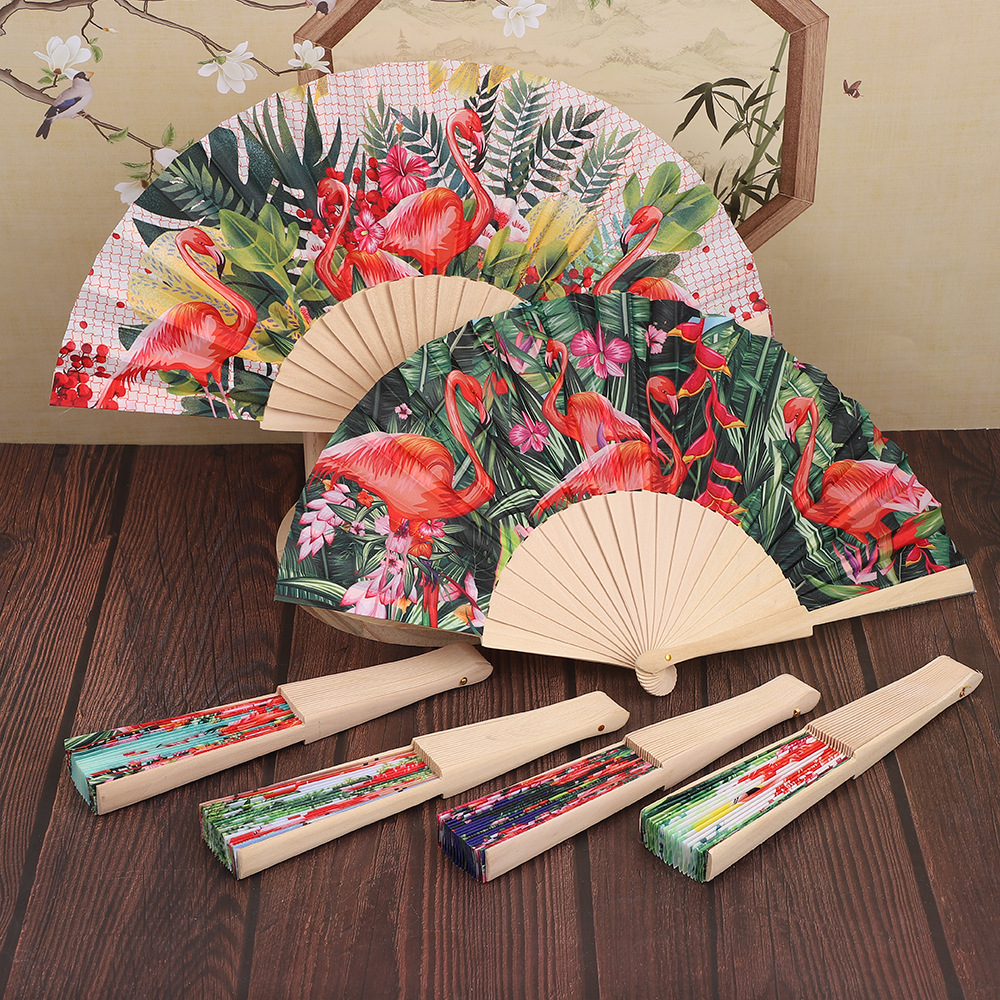 Ancient-style wooden folding fan manufacturer offers custom-made square dance fans, blank fans for Internet celebrities, and custom-made fans pic 1