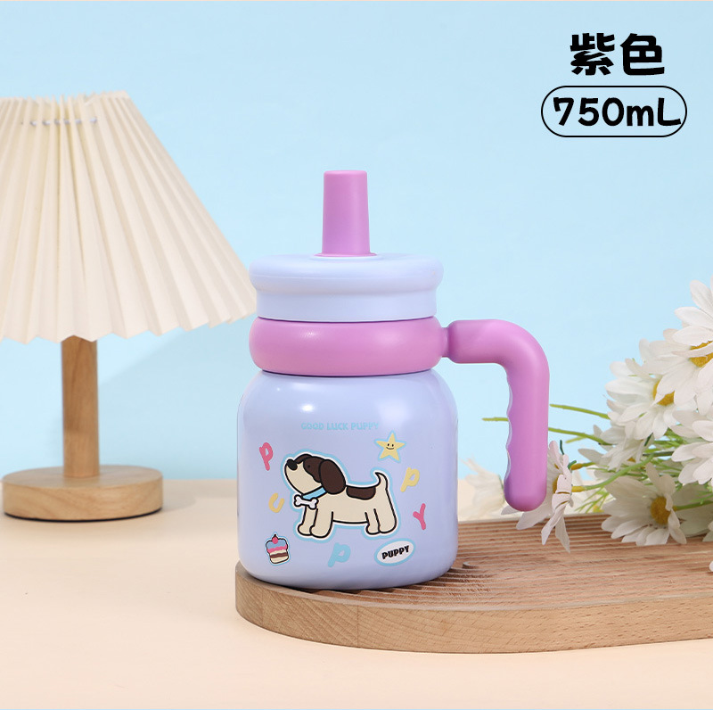 现货儿童316不锈钢保温杯女高颜值保冷吸管学生便携大肚水杯详情11