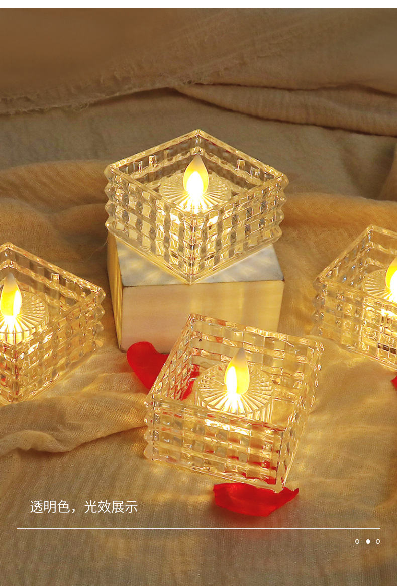 新款方形LED亚克力水晶蜡烛灯圣诞电子蜡烛氛围灯小夜灯桌面摆件详情6