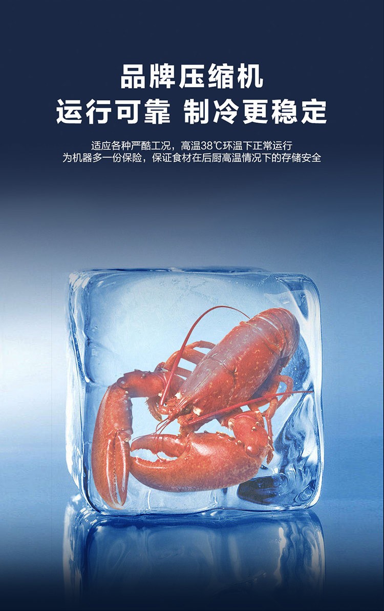 Haier glass door double-door freezer, commercial stainless steel refrigerated display cabinet, canteen, hotel, restaurant and kitchen fresh-keeping cabinet pic 2