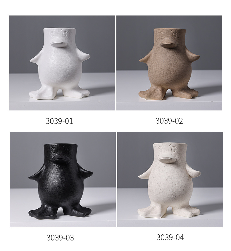 2025 Creative Penguin Ceramic Vase, Cute Cream-style living Room Desk Decoration, Fresh Flower Hydroponic Vase pic 5