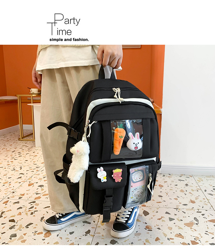 套装双肩包韩版可爱新款四件套学生书包补课手提袋简约大容量背包详情25