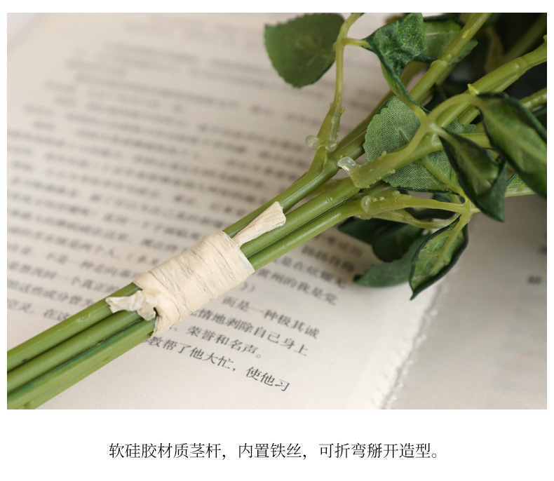 把束干花玫瑰做旧仿真花 仿干花束假花绢花客厅餐桌装饰摄影道具详情10