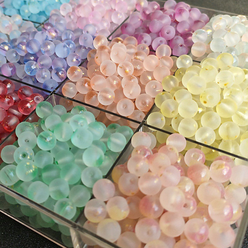 8/10mm直孔洒金磨砂圆珠手工编制手串手链项链琉璃珠子古风配件详情3