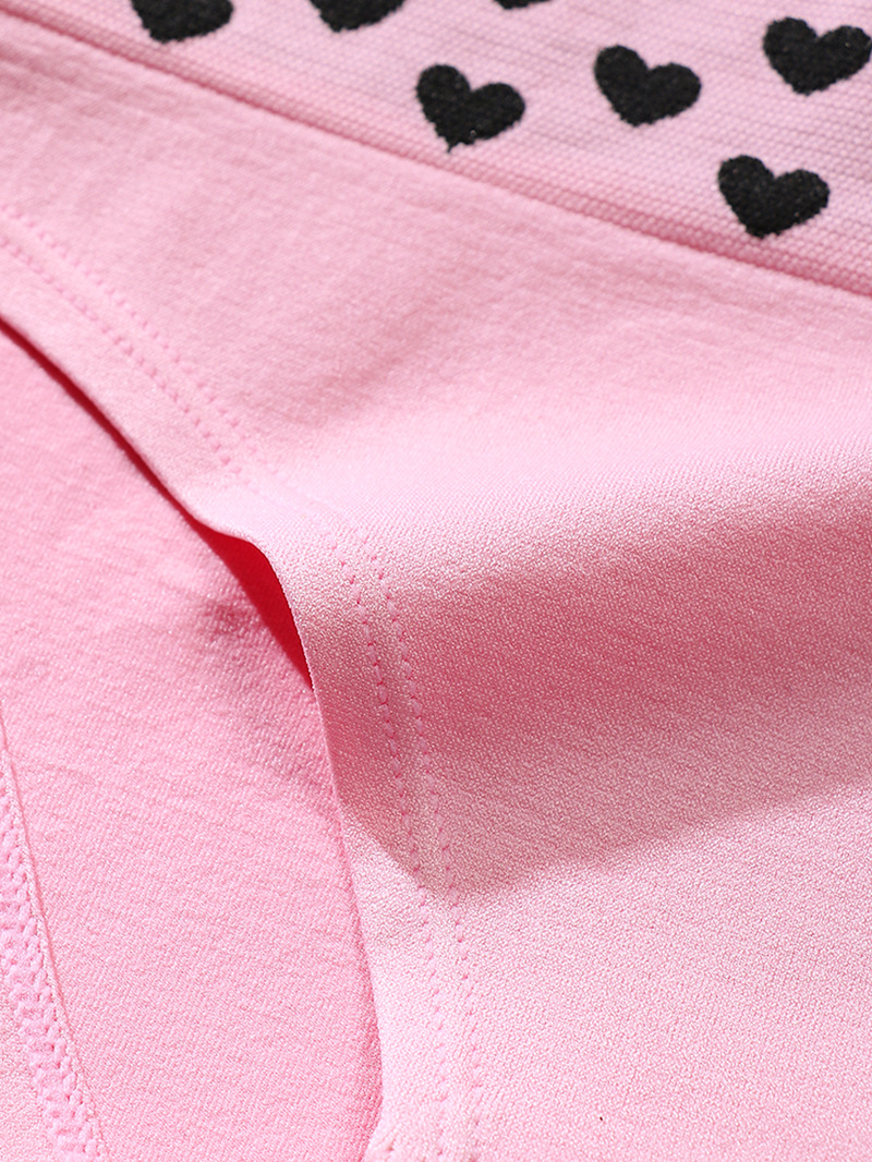 Three pairs of high-waisted triangular underpants with heart patterns for women, European and American sexy, seamless and breathable pure cotton crotch underpants for export pic 13