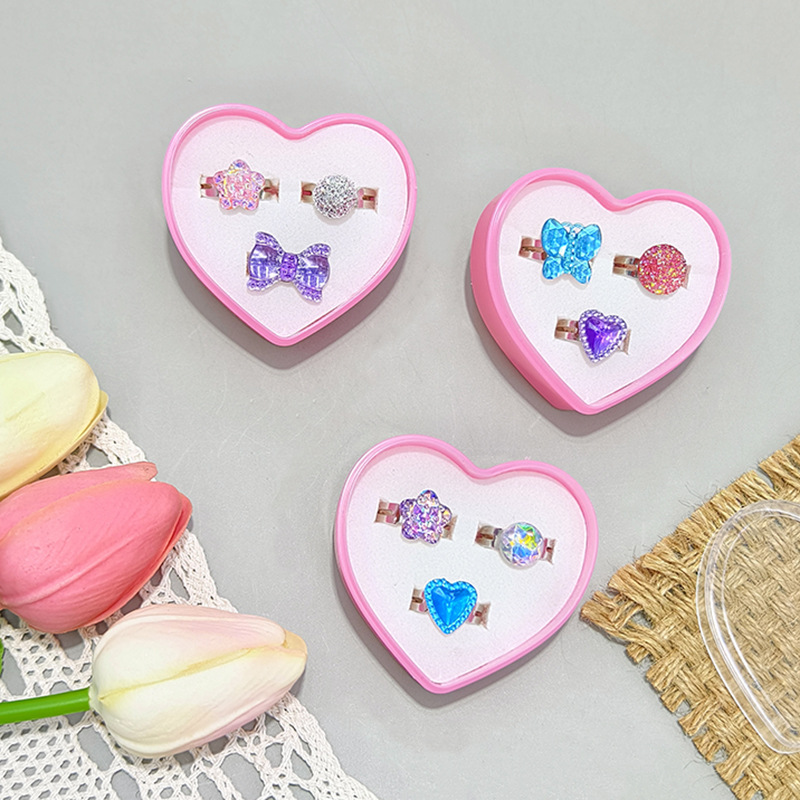 【可以】新品卡通戒指3支套装可爱公主宝石戒指玩具儿童戒指批发详情10