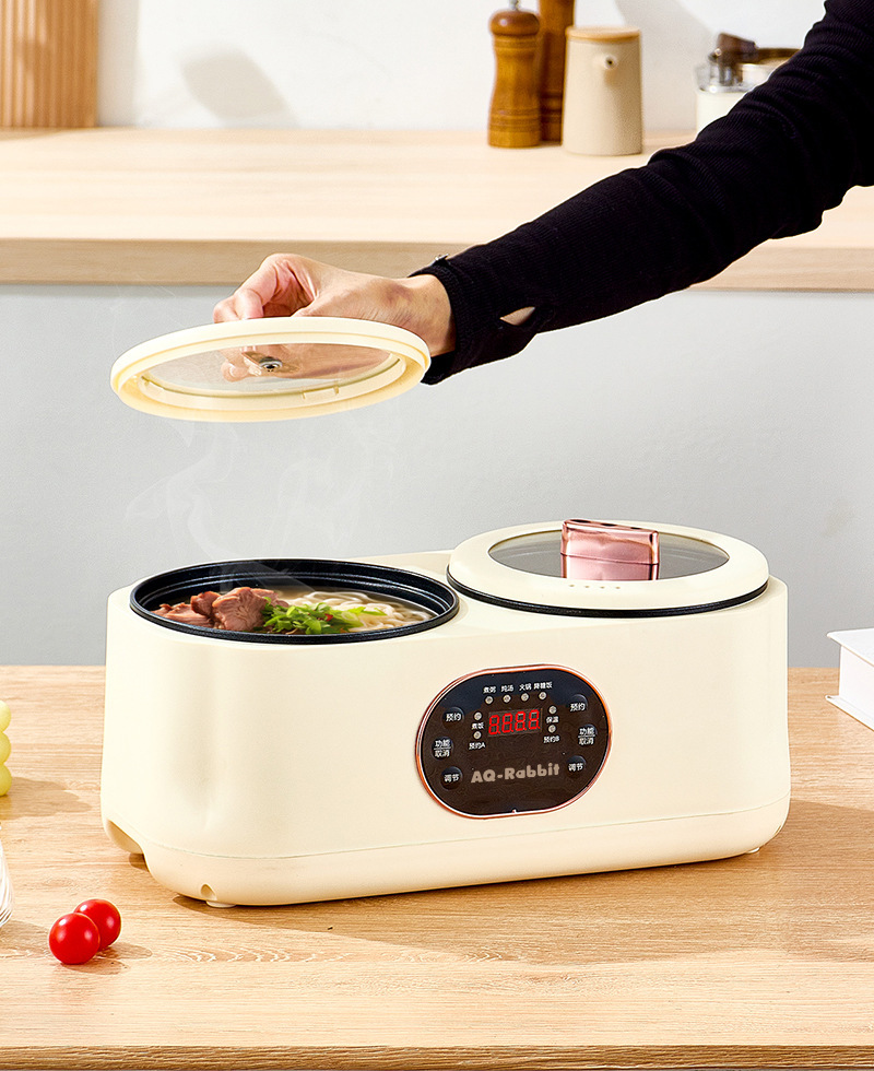 Double-pot rice cooker, a household multi-functional electric cooking pot with preset timing, large capacity, and dual assembly for both steaming and cooking pic 7