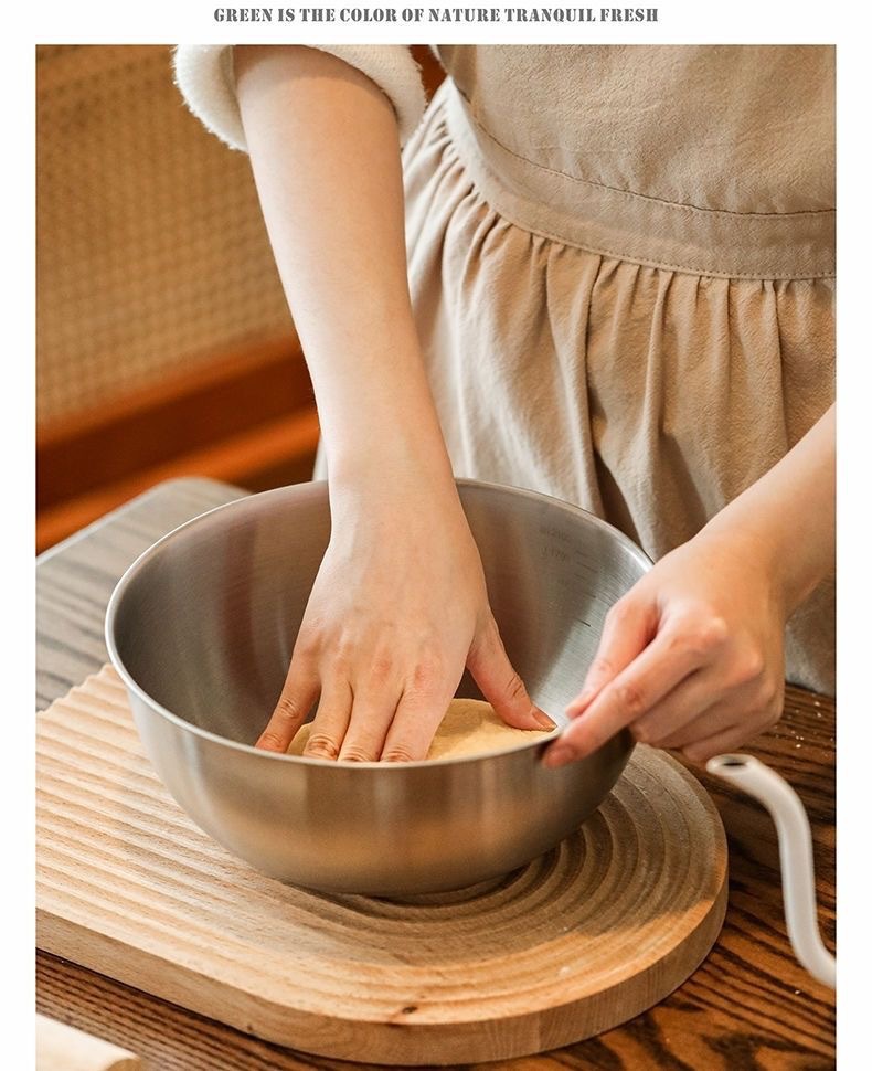 Stainless steel salad basin, household baking egg-beating basin, kitchen sink for washing vegetables, salad bowl, mixing dish basin pic 4