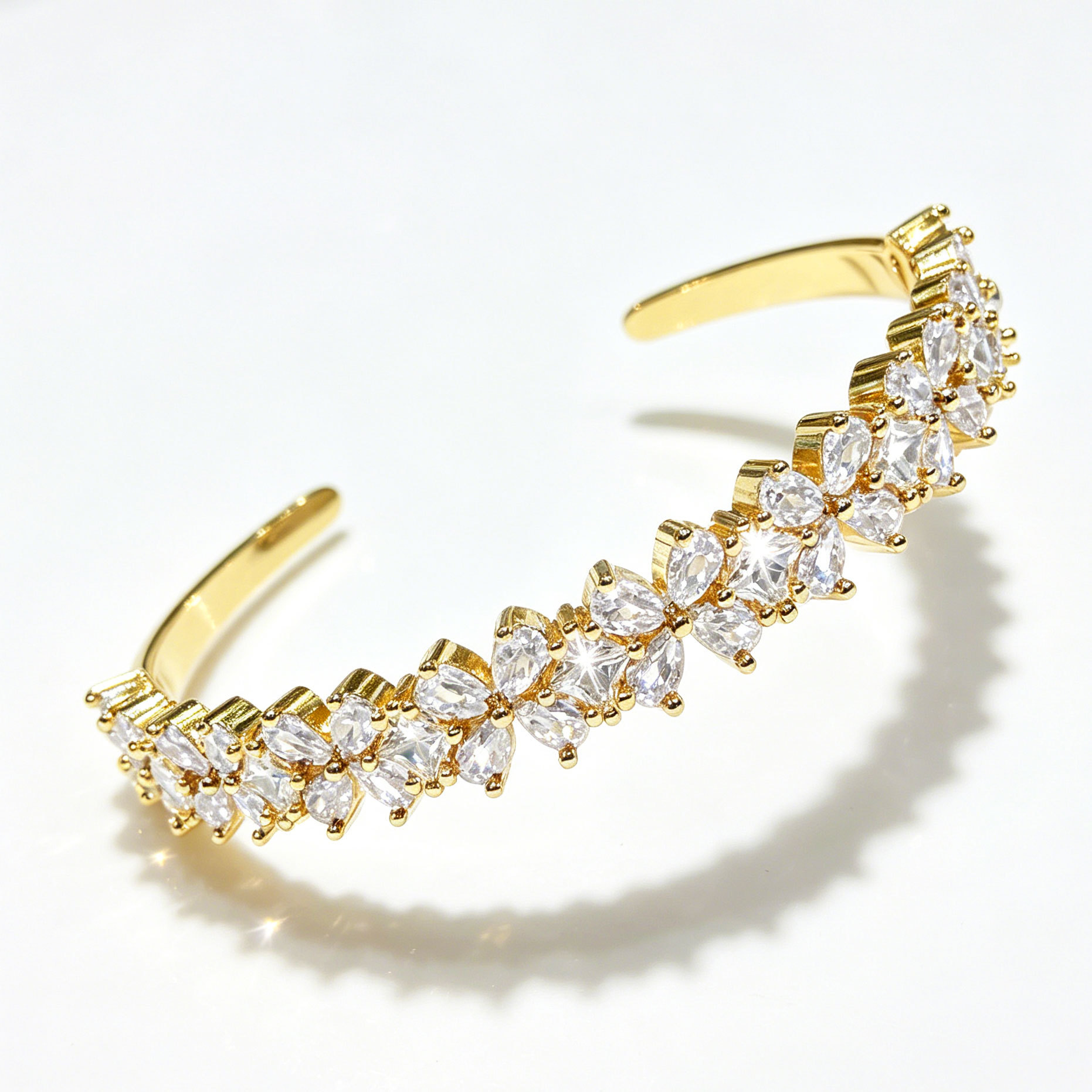 Cross-border open zircon bracelet available in five colors, light luxury and dazzling, adjustable Cuff, gold electroplated zircon set pic 5