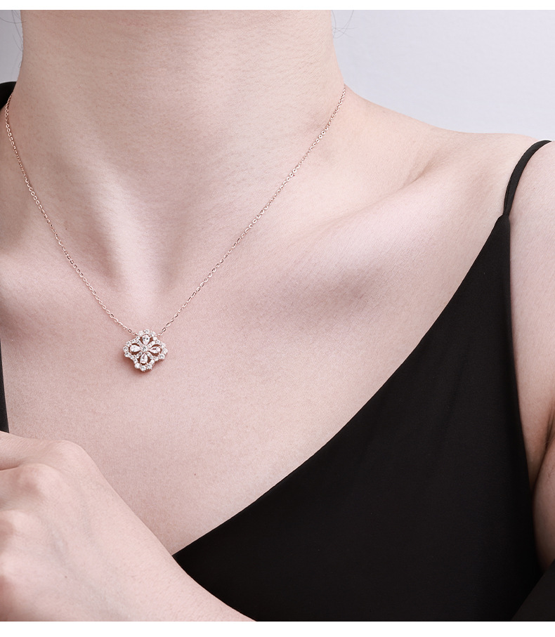 S925纯银四叶草项链百搭高级感轻奢锁骨链爆款颈链详情4