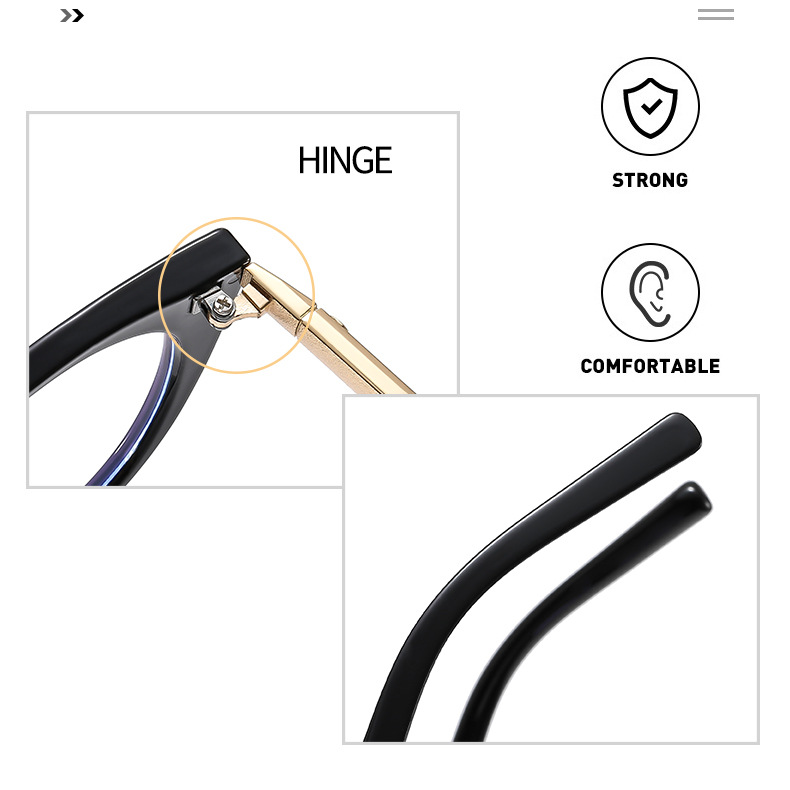 2024跨境个性新款猫眼防蓝光眼镜金属装饰平光镜欧美时尚框架眼镜详情7