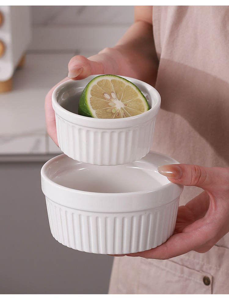 空气炸锅专用陶瓷舒芙蕾烤碗蒸蛋碗简约圆形白色家用布丁甜品碗详情24