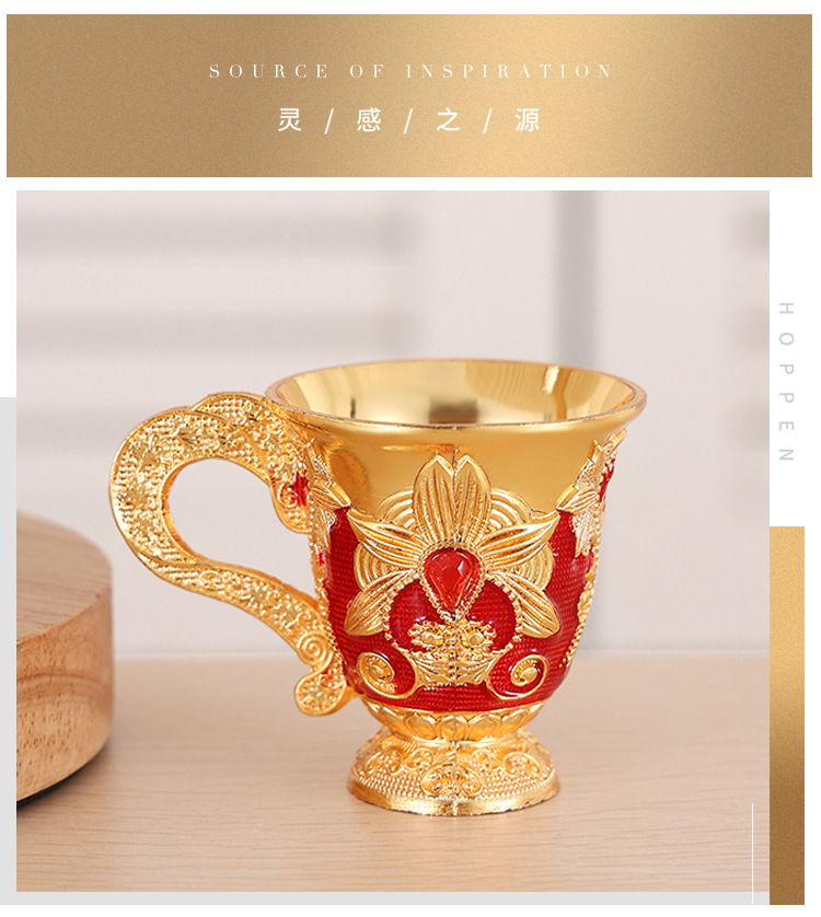 金属欧式白酒杯小酒盅家用创意复古高档一口杯防摔浮雕花纹烈酒杯详情2