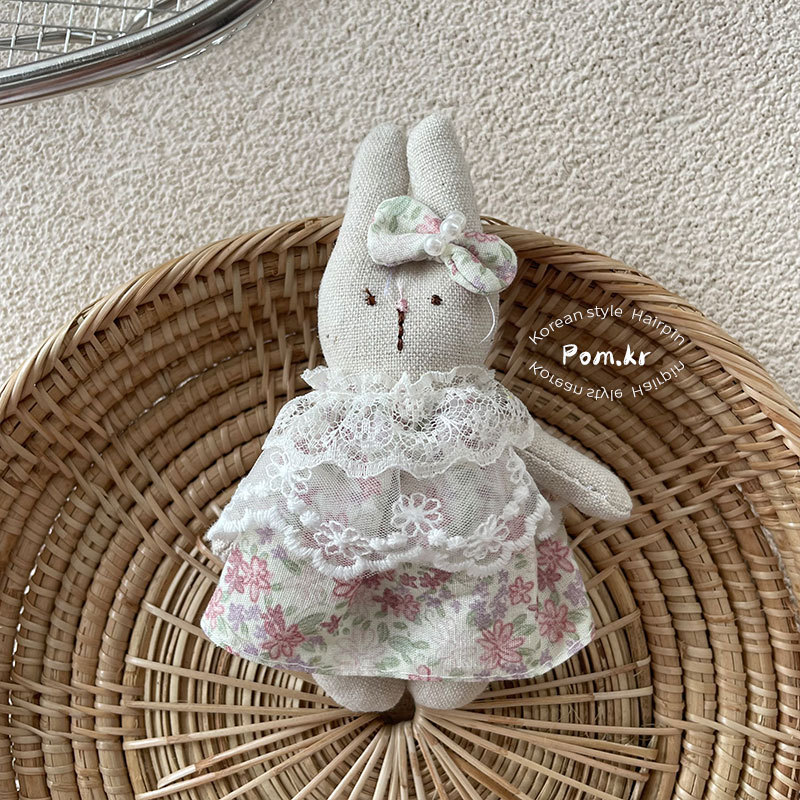 新款韩版森系甜美兔兔娃娃蕾丝碎花裙小公仔中小儿童玩具配饰挂件详情13