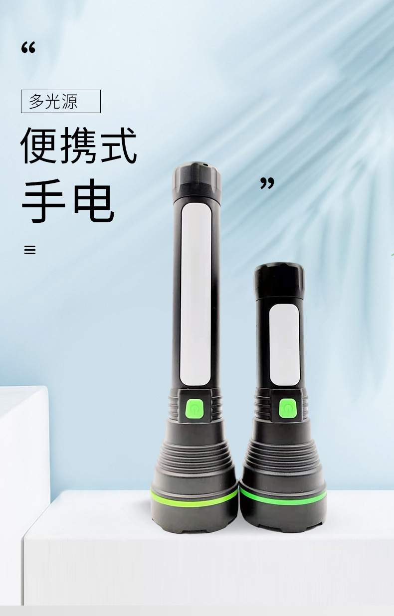 Cross-border best-selling USB charging, side light, built-in lithium battery, strong light outdoor camping flashlight manufacturer supply pic 2