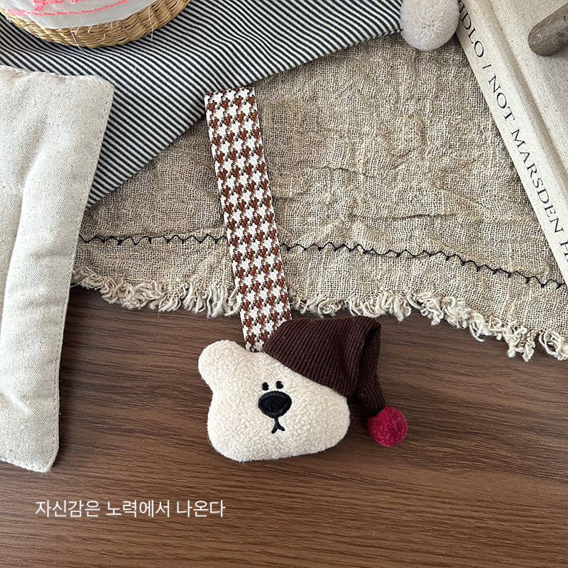 A new Korean fabric cotton-filled bear pendant, a cute and soft three-dimensional animal keychain for children, and a versatile accessory pic 14