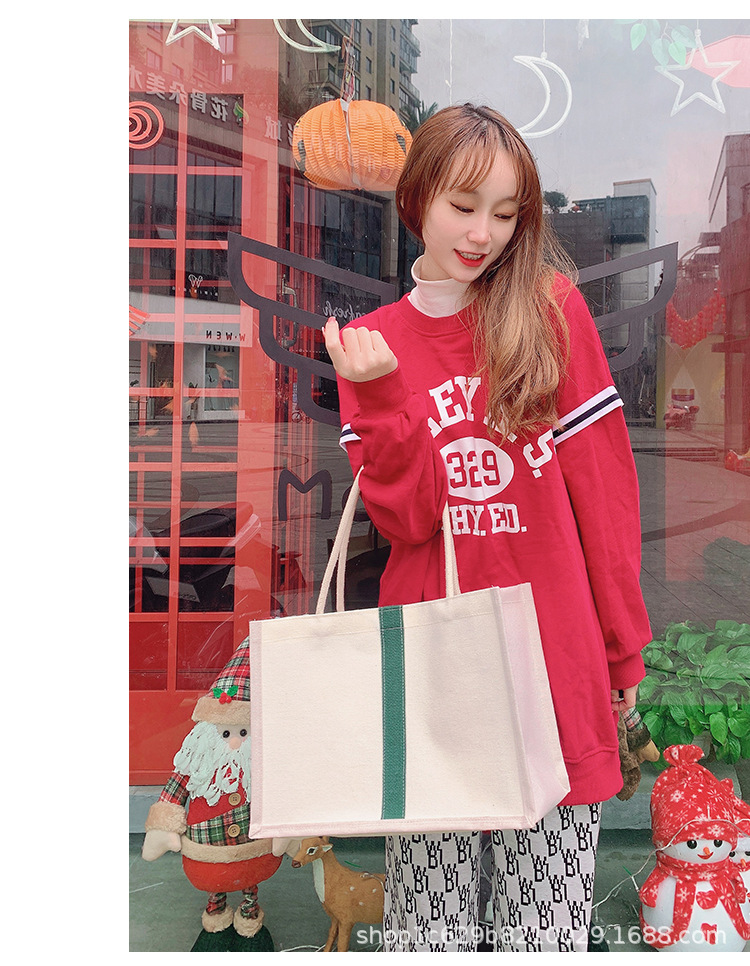 Wholesale of laminated canvas bags in stock, eco-friendly hand-held canvas bags, single-shoulder hand-painted canvas bags with logo printing, cotton and linen bags pic 18