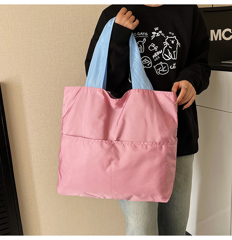 日系云朵包可折叠便携单肩手提收纳袋子大容量拉链超市买菜包防水详情17