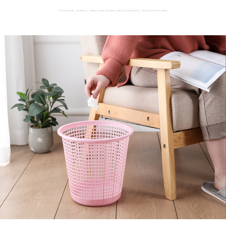 Modern and simple household hollowed-out trash can, plastic no-pressure ring, variable-sized paper basket, simple kitchen and bathroom trash can pic 11