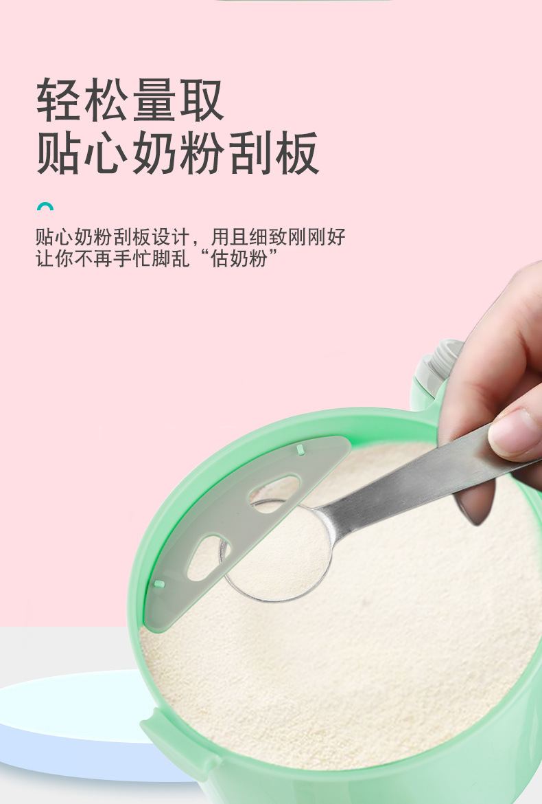 Wholesale large-sized cartoon milk powder boxes, single-layer large-capacity portable milk powder boxes, baby food boxes, snack boxes with spoons pic 5