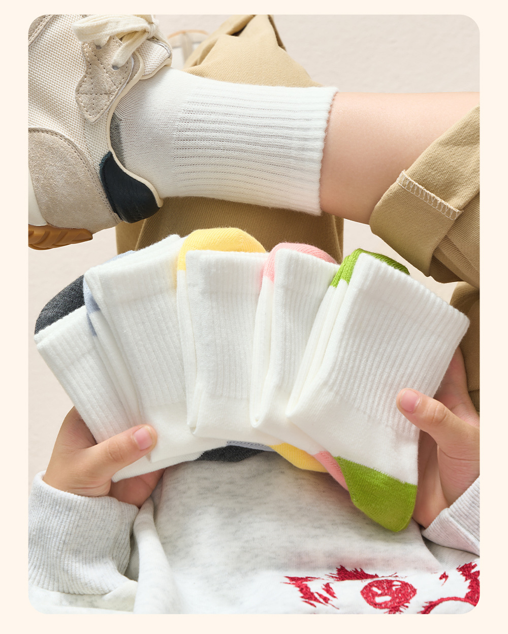 儿童袜子男童女童100%纯棉a类防臭吸汗秋季无骨耐脏中筒学生白袜详情24