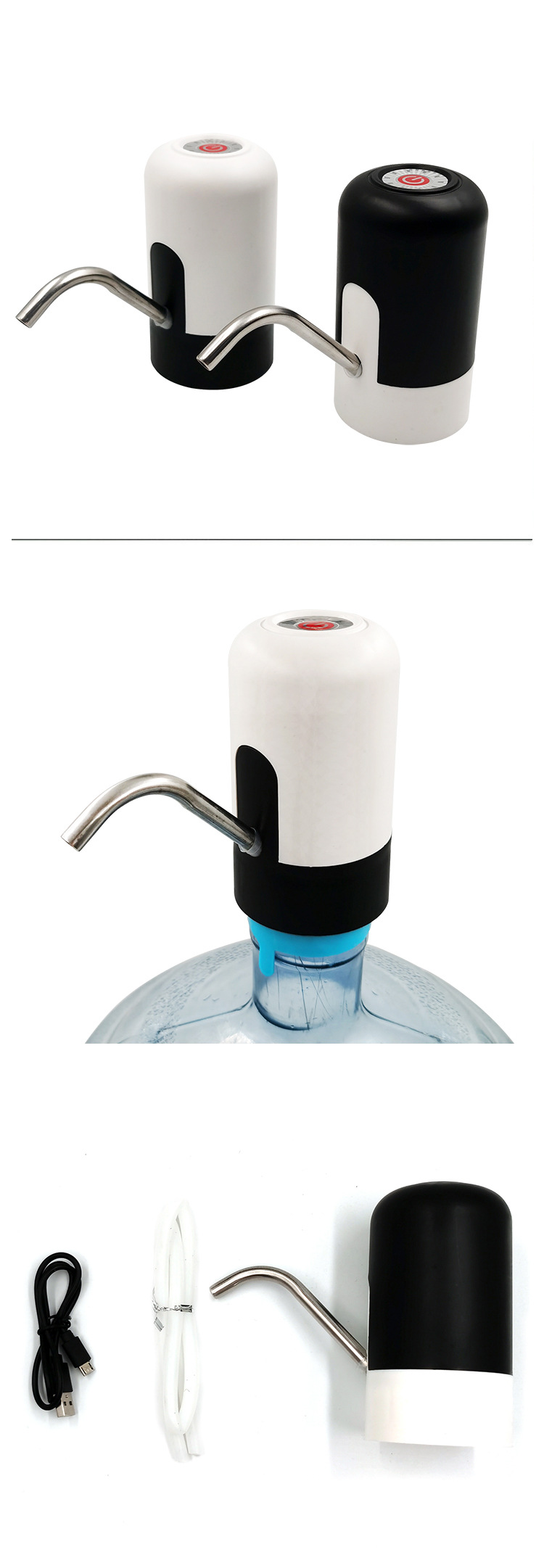 电动抽水器桶装水带蓝光灯抽水机充电压水器矿泉水桶自动上水器详情2