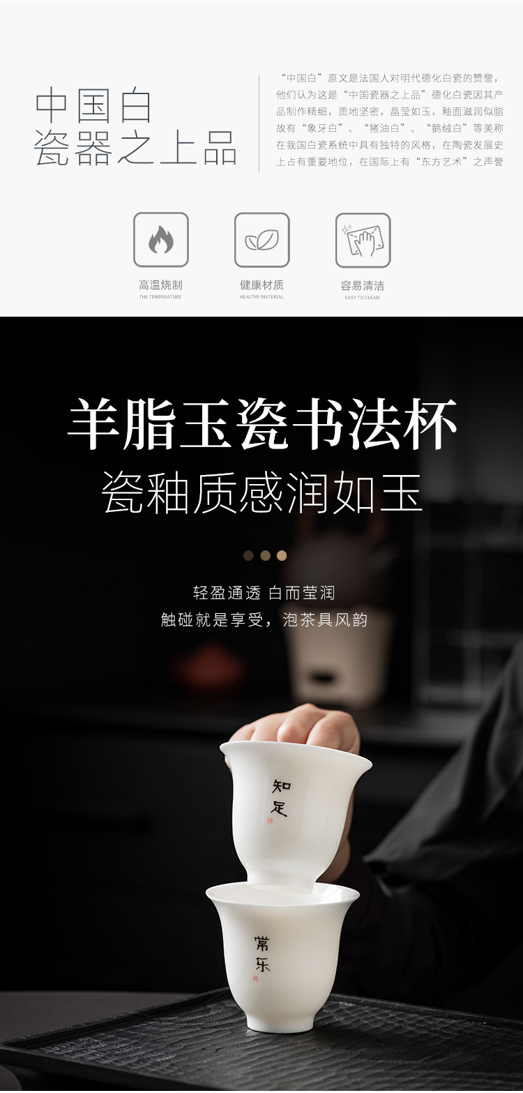 羊脂玉瓷品茗杯陶瓷茶杯茶具日式龙蛋杯功夫白瓷单杯主人杯喝茶碗详情28