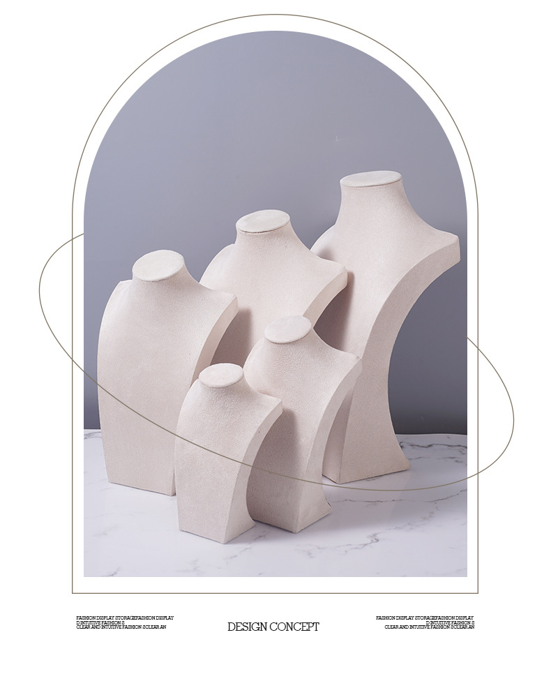 Velvet necklace display stand, portrait model jewelry stand, necklace neck model counter display prop, necklace stand pic 14