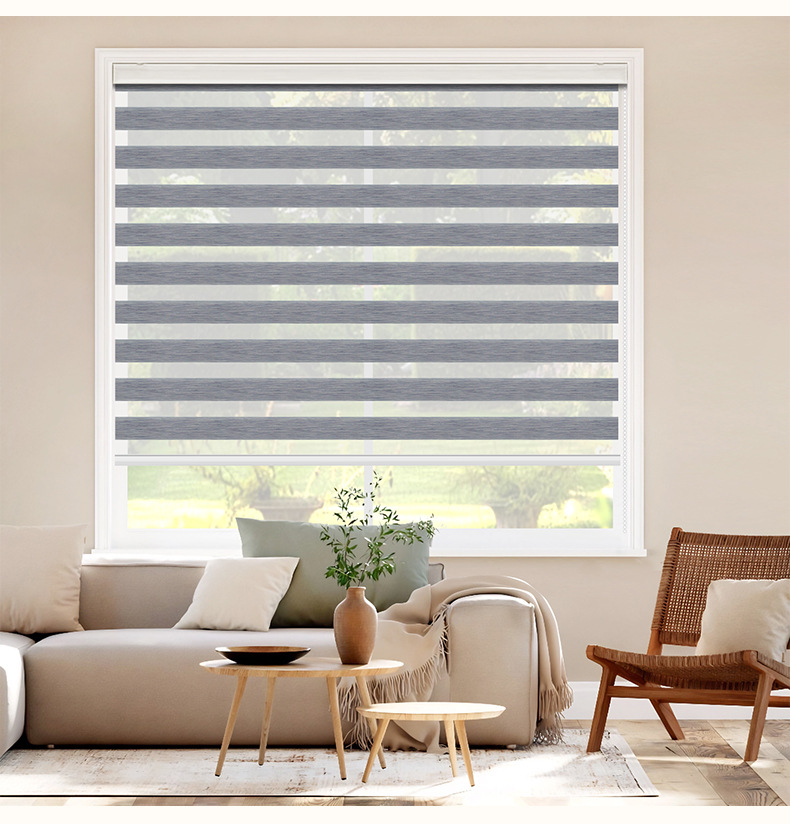 New Chinese-style faux linen soft gauze blinds, Venetian blinds, roller blinds, double-layer bathroom roll-and-pull shading and sunshade zebra blinds pic 10