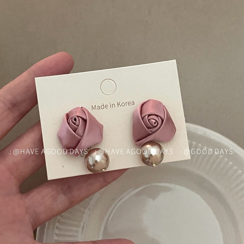 法式温柔玫瑰珍珠耳环气质高级感小众设计耳饰925银针甜美时尚女~详情14